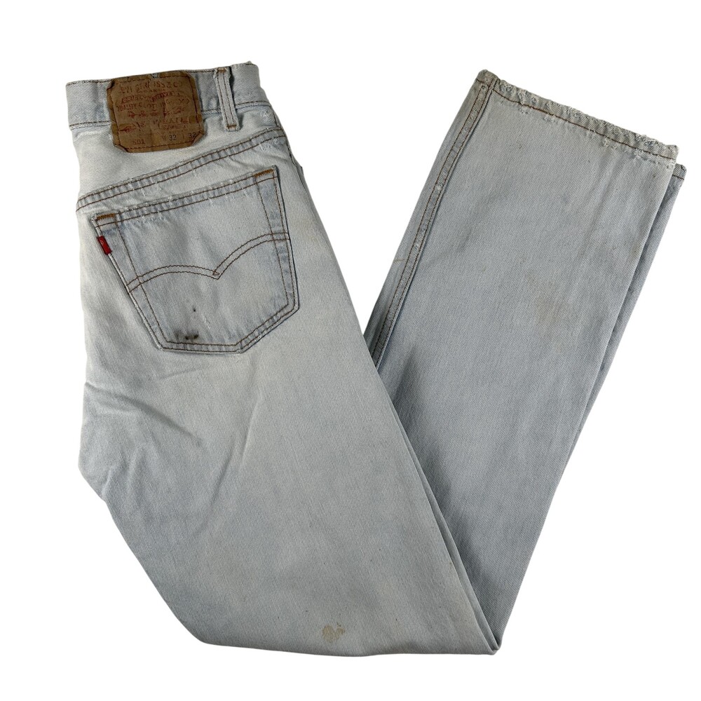 VTG Levis 501 Jeans Mens 30x31 Light Wash Straight Button Fly USA 90s Grunge